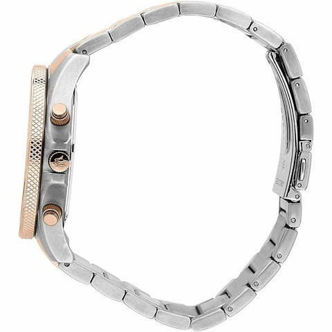 Vista laterale della cassa dell’orologio Maserati R8873640014 in acciaio inossidabile bicolore