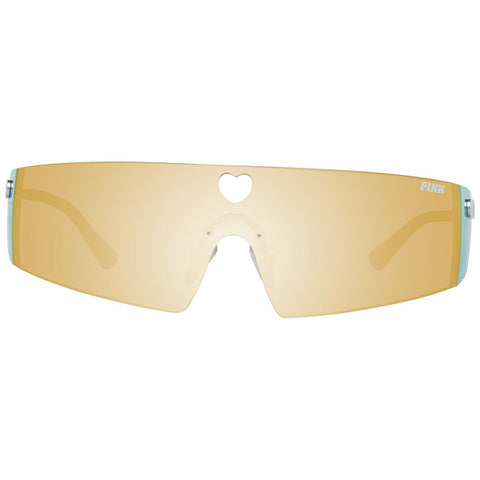 Occhiali da sole donna Victoria's Secret PK0008 modello shield argentati con lenti dorate.
