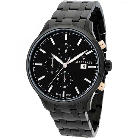 Orologio Maserati R8873626001 da uomo con quadrante nero e dettagli argento