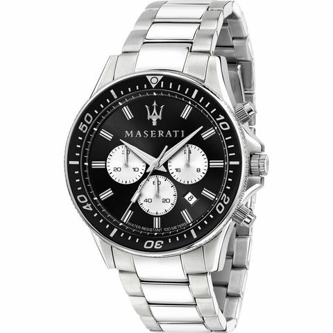 Orologio Maserati R8873640004 da uomo con quadrante nero e dettagli luminescenti