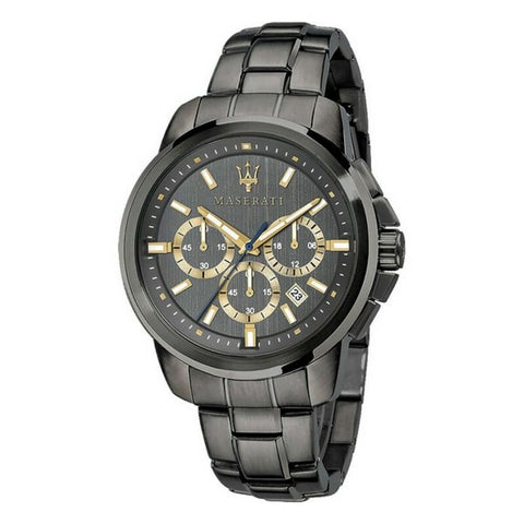 Orologio Maserati R8873621007 da uomo con quadrante grigio e dettagli oro